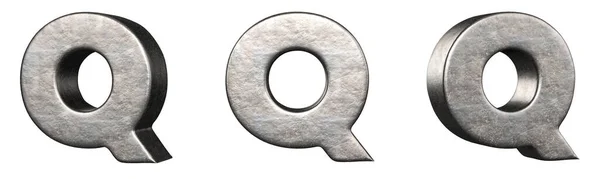 字母Q从一个刮破的铁字母集合 孤立无援3D渲染 — 图库照片
