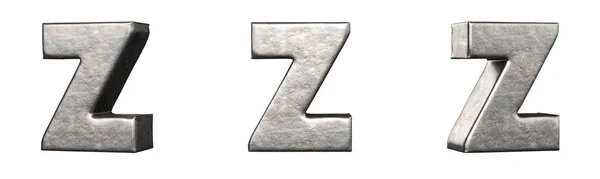 傷のついた鉄の手紙のコレクションからの手紙Z 隔離されてる 3Dレンダリング — ストック写真