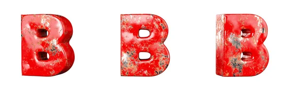 Letter Red Scratched Metallic Letters Alphabet Collection Set Isolated Rendering — Stock Photo, Image