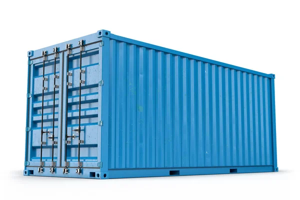 Blauer Frachtcontainer Rendering — Stockfoto