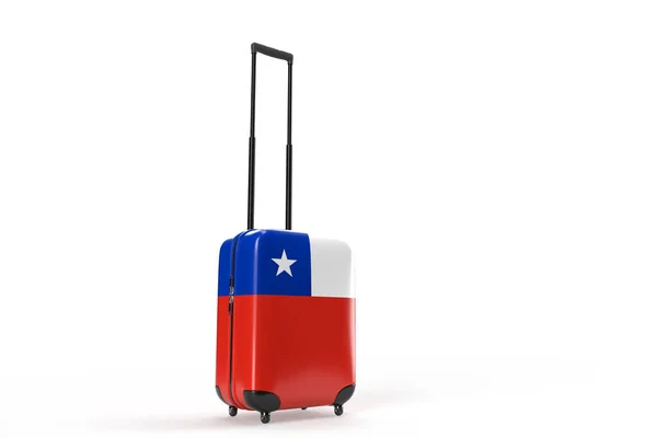 Чемодан Флагом Чили Концепция Путешествия Изолирована Рендеринг — стоковое фото