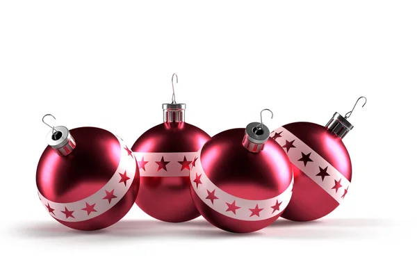 Grupo Bolas Navidad Decorativas Rojas Aislado Renderizado — Foto de Stock