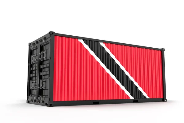 Realistic Shipping Cargo Container Textured Flag Trinidad Tobago Isolated Rendering — Stock Photo, Image