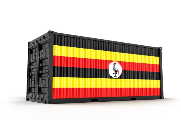 Realistic Shipping Cargo Container Textured Uganda Isolated Rendering — Stock Photo, Image