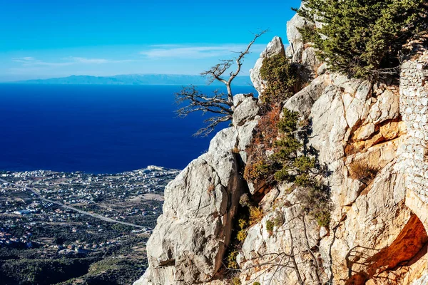 Vista Castelo Bizantino Saint Hilarion Para Kyrenia Chipre — Fotografia de Stock