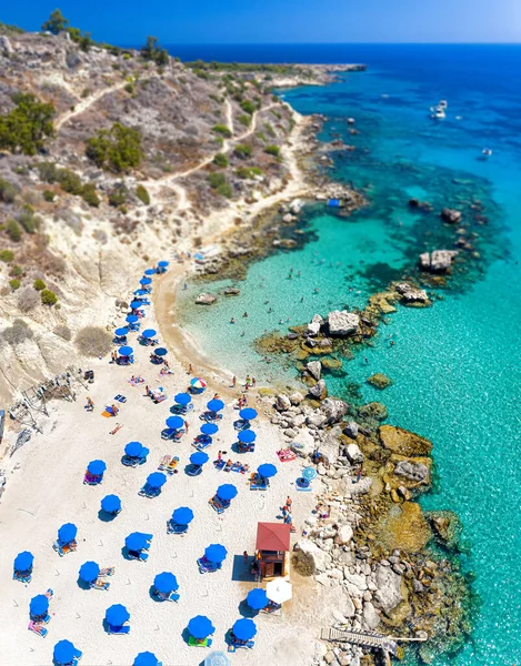 Aerial View Konnos Bay Beach Famagusta District Cyprus — Stock Photo, Image