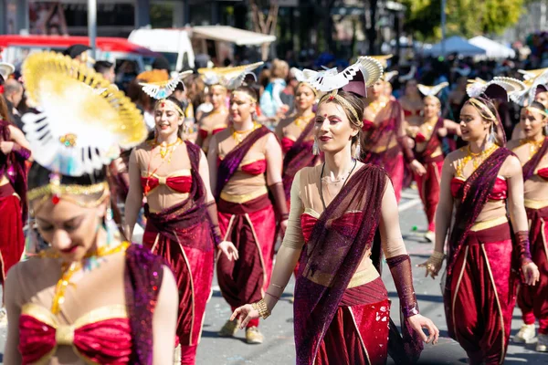 Limassol Chipre Março 2020 Participantes Carnaval Durante Desfile — Fotografia de Stock