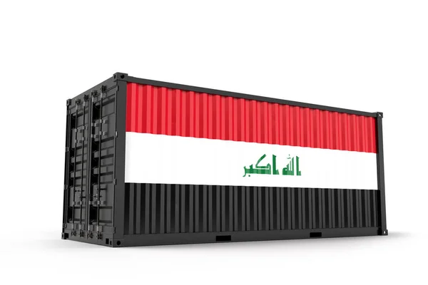 Realistischer Frachtcontainer Mit Irakischer Flagge Isoliert Rendering — Stockfoto