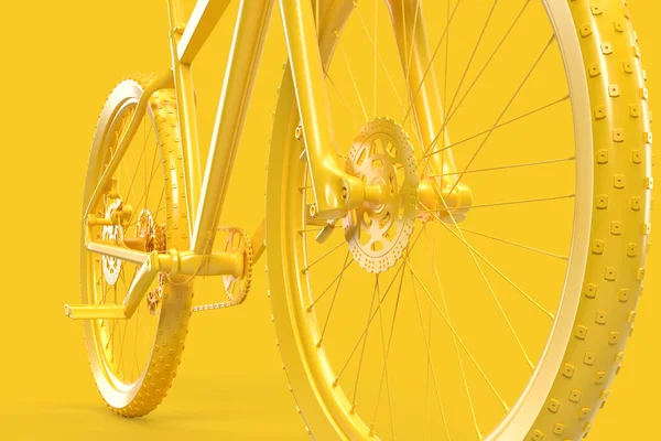 Sarı Arka Planda Yakın Çekimde Bisiklete Bin Hazırlama — Stok fotoğraf