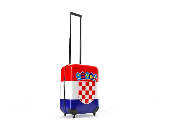 クロアチアの国旗が付いた旅行スーツケース 旅行のコンセプト 隔離されてる 3Dレンダリング — ストック写真
