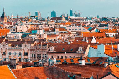 Prag çatı manzaralı. Çek Cumhuriyeti