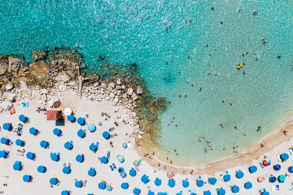 Vista Aérea Famosa Praia Ensolarada Konnos Chipre — Fotografia de Stock