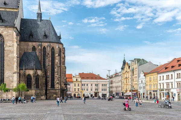 Plzen Repubblica Ceca Maggio 2019 Cattedrale San Bartolomeo Piazza Della — Foto Stock