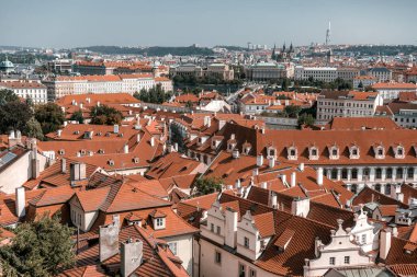 Prag 'ın çatıları, yüksek manzara