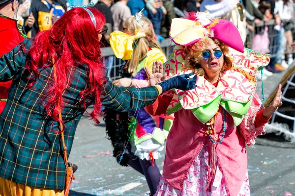 Limassol Chipre Março 2020 Lady Pink Costume Participando Limassol Carnival — Fotografia de Stock