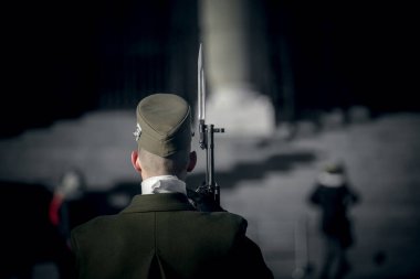 Macar parlamentosunun onur koruyucusunun arka portresi