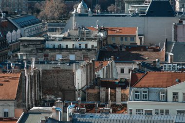 Budapeşte 'nin eski kentsel bölgesinin manzarası yükseldi