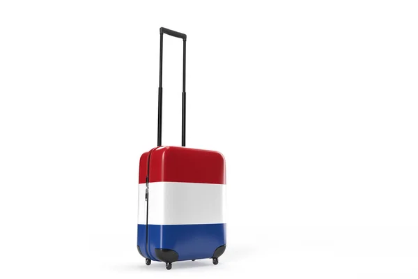 Valise Voyage Avec Drapeau Des Pays Bas Concept Voyage Isolé — Photo