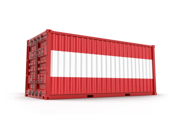 Shipping Cargo Container Textured Flag Austria Isolated Rendering — стоковое фото