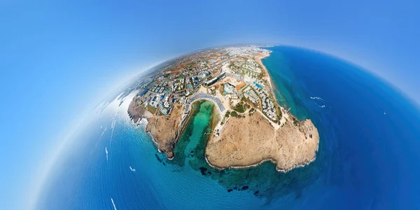 Vista Aérea Ayia Napa Praia Sandy Bay Distrito Famagusta Chipre — Fotografia de Stock