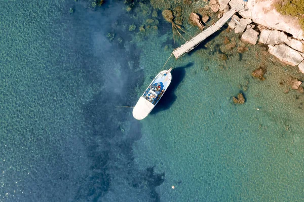 Barco Pesca Cipriota Tradicional Avdimou Distrito Limassol Vista Aérea — Fotografia de Stock