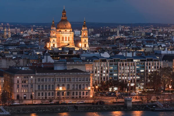 Stephen Basilica Budapest Cityscape Night Hungary — Stock Fotó