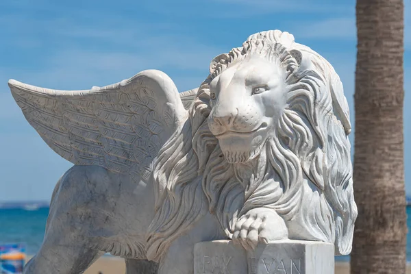 Winged Lion statue at Foinikoudes promenade. Larnaca. Cyprus