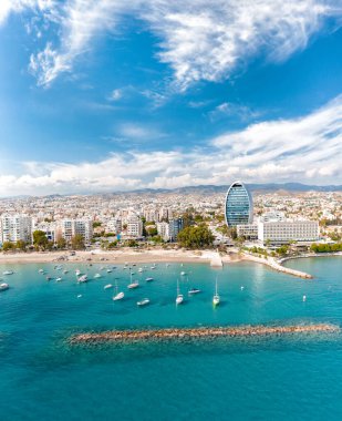 Limassol cityscape against blue sky. Cyprus clipart