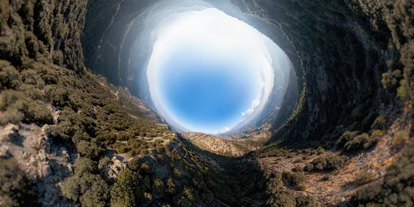 Stereographic Panoramic Projection Madari Nature Trail Troodos Mountains Cyprus — 图库照片