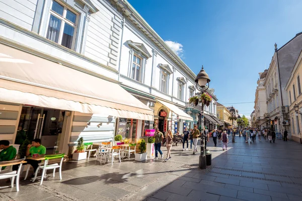 Belgrado Servië September 2019 Cafetaria Restaurants Aan Straat Knez Mihailova — Stockfoto