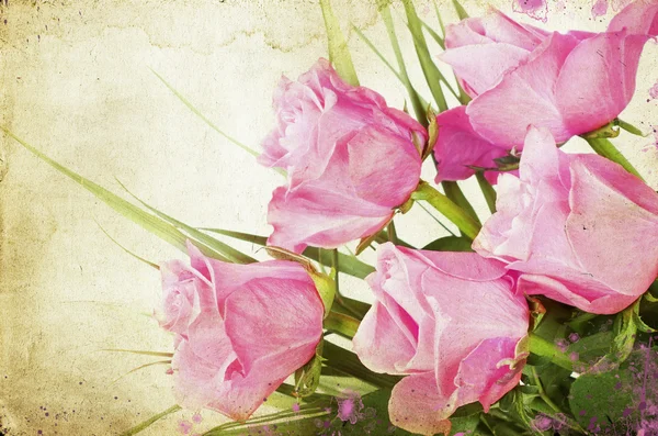 Roze rozen op vintage achtergrond — Stockfoto