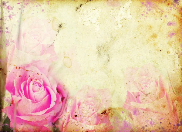 Pink rose on vintage background — Stockfoto