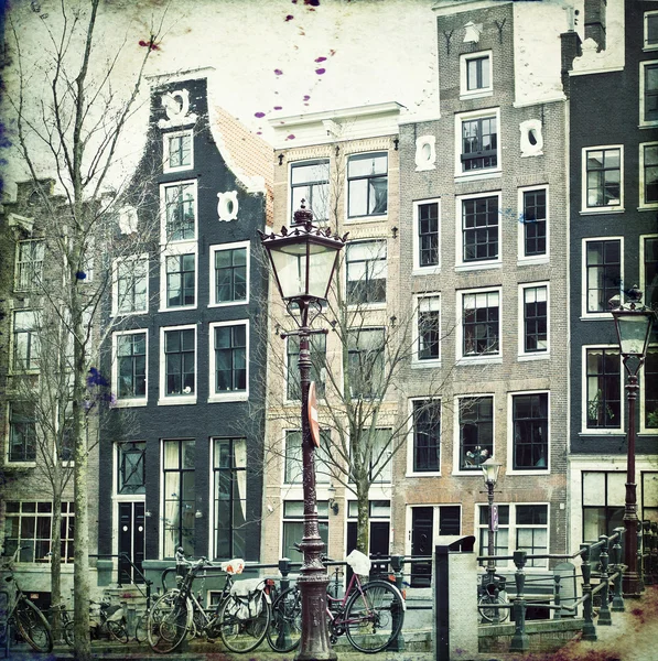 Old photo of traditional houses in Nethelands — Stock Photo, Image