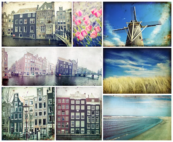 Ročník fotografické tradiční holandské krajiny — Stock fotografie