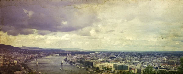 Винтажное панорамное фото Будапешта, Венгрия — стоковое фото