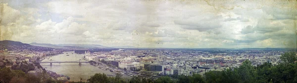 Ročník panoramatické fotografie z Budapešti, Maďarsko — Stock fotografie