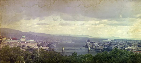 Ročník panoramatické fotografie z Budapešti, Maďarsko — Stock fotografie