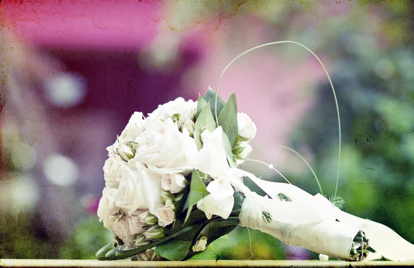 Foto vintage do buquê de casamento branco — Fotografia de Stock