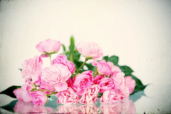 Růžové růže na vinobraní pozadí — Stock fotografie