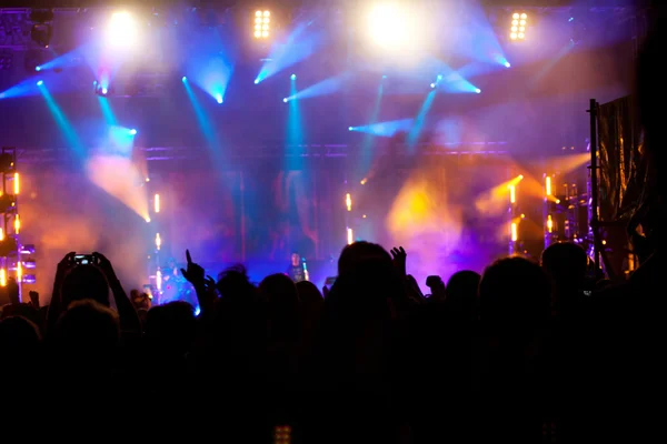 Animando a la multitud en concierto — Foto de Stock