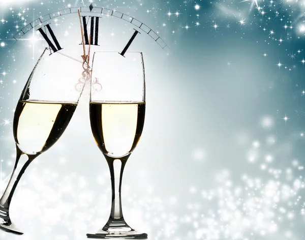 Sklenice šampaňského na Silvestra — Stock fotografie