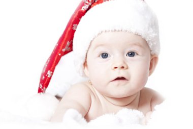 Noel Baba şapkalı bebek