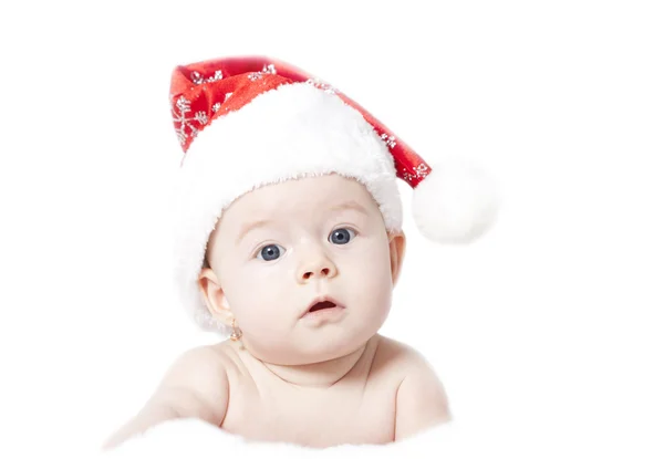 Dziecko w kapeluszu Mikołaja — Zdjęcie stockowe