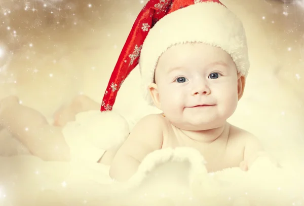 Portrait of a baby girl with Santa hat — Stock Photo, Image