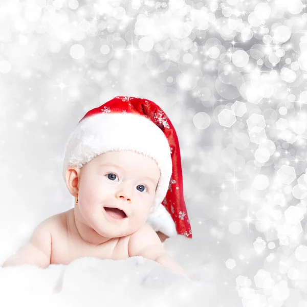 Portrait of a baby girl with Santa hat — Stock Photo, Image