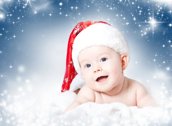 Portrait of a baby girl with Santa hat — Stock Photo, Image