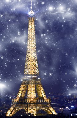 View of Eiffel Tower at night
