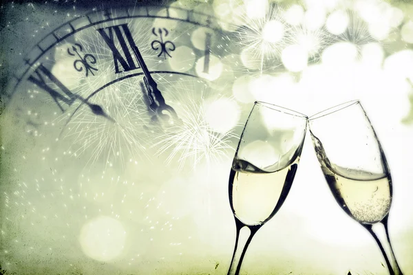 Glasses with champagne over holiday background — Stock Photo, Image