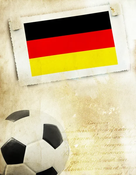 Photo of Germany flag and soccer ball — Stock Photo, Image