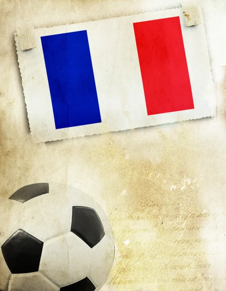 Foto de la bandera de Francia y pelota de fútbol — Foto de Stock